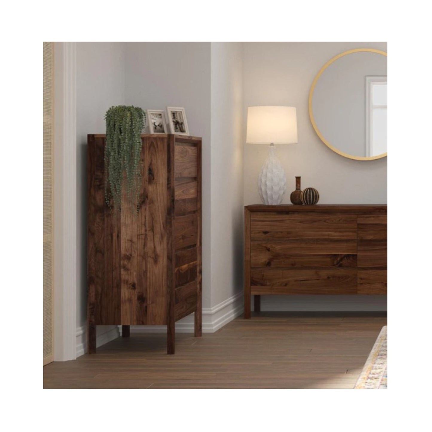 Rustic Walnut Tall Chest